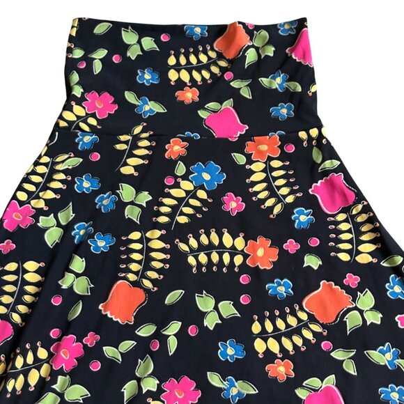 Lularoe Floral Maxi Skirt-Black W/ Neon Floral Pattern-XXS-GUC - Picture 2 of 5